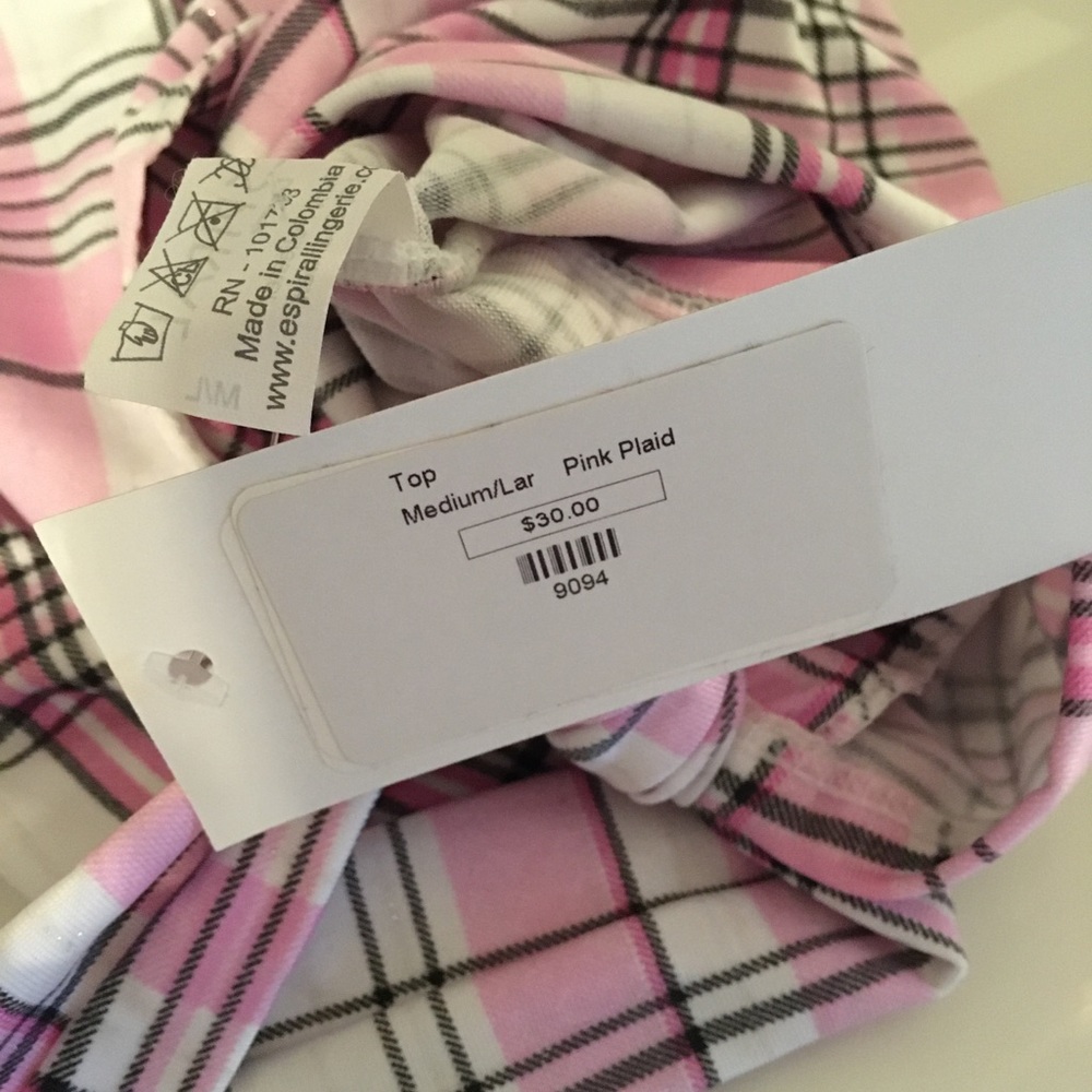 ADAM & EVE E Spiral Pink Plaid Front Tie Front Top - Picture 5 of 5